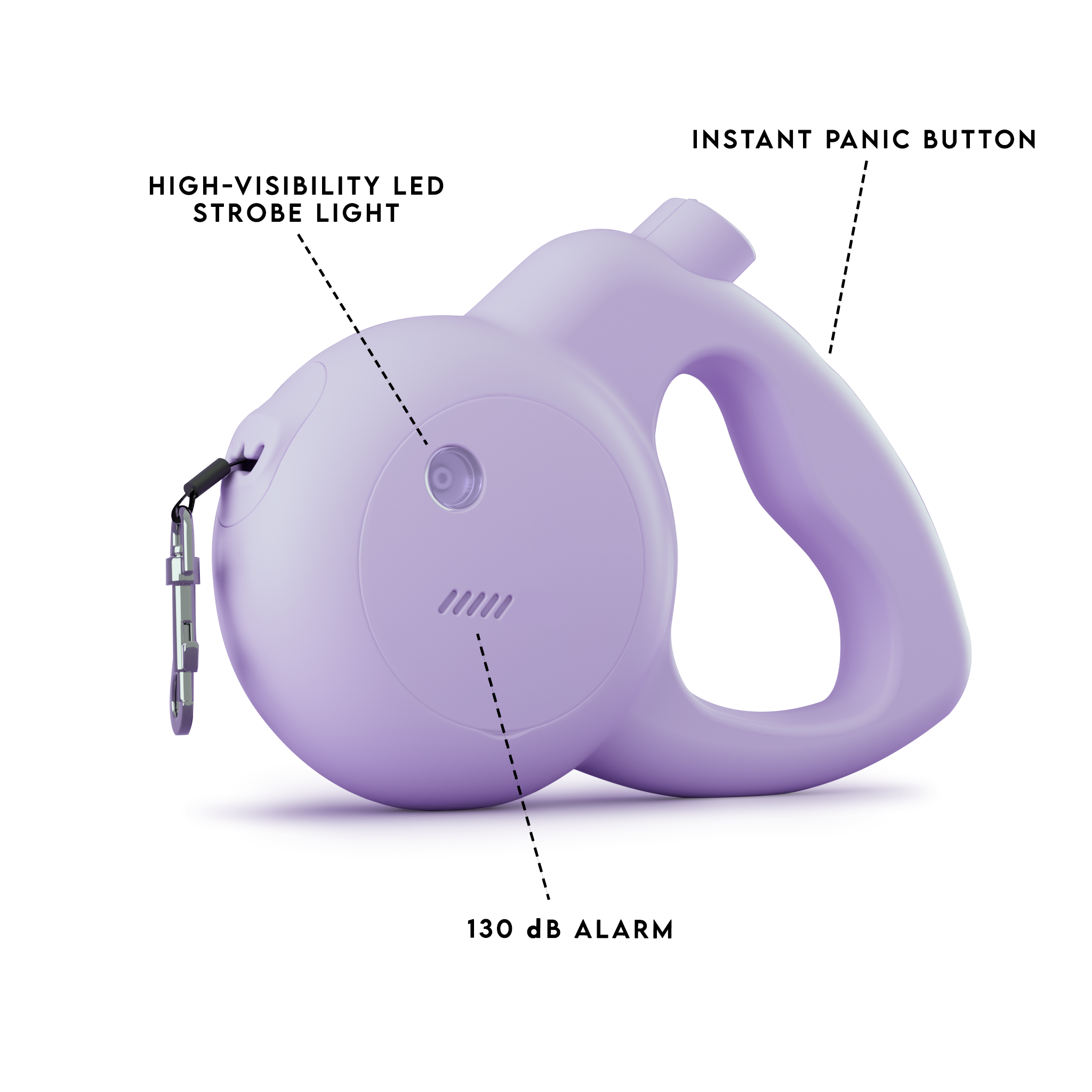 The Barkly Leash with a Built-In Personal Safety Alarm in Lilac